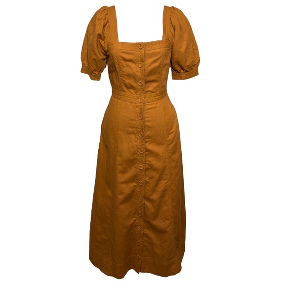 Madewell NWT Seamed Puff-Sleeve Midi Dress Size 00 - Picture 3 of 8